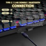 Aula M75 Tri-Mode (2.4G/Bluetooth/Wired) Hot Swappable RGB Backlit Wireless Mechanical Gaming Keyboard | All Key Anti-Ghosting | Dual Mode Knob with Multimedia Buttons | Black - Red Switches - Image 5