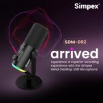 Simpex (SDM-002 USB/XLR Dynamic Podcast Microphone with RGB Lighting, Gain & Mute Control, Desk Stand for PC for Podcasting, Gaming, Streaming, Recording, Focused Recording Pure Sound no Noise - Image 3