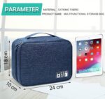 Nylon 2 Layer Gadget Organizer Case, Electronic Accessories Bag, Tech Organizer Pouch for Cables, Chargers, Hard Disk, Pen Drive, Travel Storage (Navy Blue) - Image 3