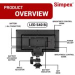 Simpex Led 540Bi on Camera LED with 770 Micro USB Charging Battery Compatible with All DSLR and Video Cameras for Video Shoot - Image 4