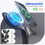Mobile Phone Wireless Charger, Watch Headphones, Mobile Phone Charging Stand, Desktop Wireless Charging, Fast Charging - Magnetic Charging Station 5 in 1 with LED Light Faster 15w - Image 3