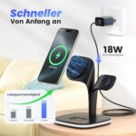 Mobile Phone Wireless Charger, Watch Headphones, Mobile Phone Charging Stand, Desktop Wireless Charging, Fast Charging - Magnetic Charging Station 5 in 1 with LED Light Faster 15w - Image 4