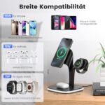 Mobile Phone Wireless Charger, Watch Headphones, Mobile Phone Charging Stand, Desktop Wireless Charging, Fast Charging - Magnetic Charging Station 5 in 1 with LED Light Faster 15w - Image 6