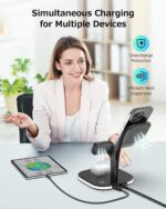 Mobile Phone Wireless Charger, Watch Headphones, Mobile Phone Charging Stand, Desktop Wireless Charging, Fast Charging - Magnetic Charging Station 5 in 1 with LED Light Faster 15w - Image 8