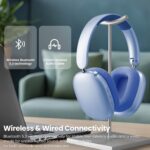 Wentronic Y01 Wireless Over Ear Headphones, Noise Canceling Bluetooth 5.3 Headphones with Microphones,Hi-Res Audio,48H Playtime,Foldable,Breathable Soft Earpads for iOS/Android/Samsung/PC-Blue - Image 7