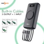 CALLMATE Wireless 20000 mAh Lithium Polymer Digital Display Power Bank with in-Built 4 in 1 Cable USB Input Port W-006 with 15 Watt Fast Charging (Black) - Image 4