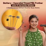 InstaCuppa Battery Operated Travel Milk Frother with 4 Stainless Steel Whisks (Classic Froth, Thick Foam, Egg Beater, Protein Mixer) Coffee Beater for Lattes - Image 3