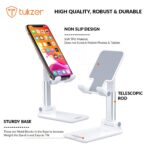 Tukzer Fully Foldable Tabletop Desktop Tablet Mobile Stand Holder - Angle & Height Adjustable for Desk, Cradle, Dock, Compatible with Smartphones & Tablets (White) - Image 4
