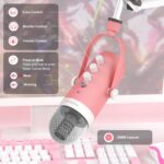 zealsound Gaming Condenser Microphone, Podcast Mic with Boom Arm for Phone/PC/PS4/PS5, USB Microphone for Recording/YouTube/Streaming, Headphone Output, Mute Button, Echo Volume Gain Control (Pink) - Image 5