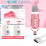 zealsound Gaming Condenser Microphone, Podcast Mic with Boom Arm for Phone/PC/PS4/PS5, USB Microphone for Recording/YouTube/Streaming, Headphone Output, Mute Button, Echo Volume Gain Control (Pink) - Image 6