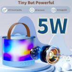 Portable Karaoke Bluetooth Speaker with Wireless Mic, 5W HiFi Sound, RGB LED Lights, Voice Change Effects, Rechargeable, for Kids & Adults, Home & Outdoor Party(Blue) - Image 3
