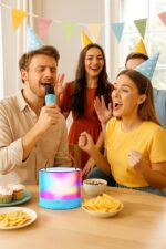 Portable Karaoke Bluetooth Speaker with Wireless Mic, 5W HiFi Sound, RGB LED Lights, Voice Change Effects, Rechargeable, for Kids & Adults, Home & Outdoor Party(Blue) - Image 5