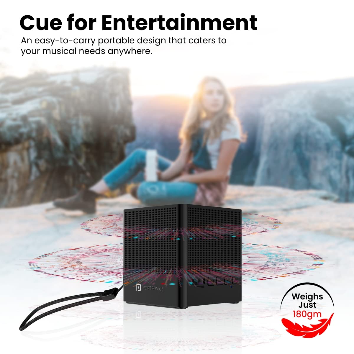 Portronics Bounce 2 5W Portable Bluetooth Speaker with in-Built FM Radio, Type C Charging Port with 5 Hrs Playback(Black) - Image 6