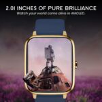 PunnkFunnk H18 Pro Smartwatch for Men & Women | 2.01" HD Display | Bluetooth Calling | Heart Rate & SpO2 Monitor | Long Battery Life | IP67 Fitness Watch with 100+ Sports Modes- (GoldDial DarkBlue) - Image 3