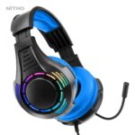 Nitho Spectra Gaming Headset with RGB Light and Microphone, Over-Ear Stereo Headphones for Xbox Series X|S, Xbox One, PS5, PS4, Nintendo Switch, PC, Mobile, 3.5 mm Audio Jack, 50 mm Drivers - Blue - Image 3