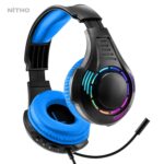 Nitho Spectra Gaming Headset with RGB Light and Microphone, Over-Ear Stereo Headphones for Xbox Series X|S, Xbox One, PS5, PS4, Nintendo Switch, PC, Mobile, 3.5 mm Audio Jack, 50 mm Drivers - Blue - Image 4