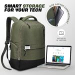 Skybags Nero 15 Inch Compatible Anti-Theft Laptop Backpack 20L | 3 Compartments with Side Bottle Pocket | Padded Backpanel | Trolley Sleeve | Office & Travel Backpack for Men & Women (Olive Green) - Image 4