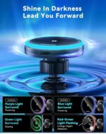 ESSAGER RGB Qi2-Certified 15W Car Mount Car Charger, Air Vent/Dashboard 2 in 1 Wireless Car Charger for iPhone 17/16/15/14/13/12, Fast Charger, Black - Image 3