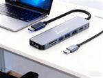 KINGSTER® 7-in-1 USB-C Hub Docking Station with 4K HDMI, 100W PD, 5Gbps USB 3.0, Dual USB 2.0, SD/TF Card Reader – Slim Type-C Adapter for MacBook, iPad, Windows Laptops – Silver - Image 4
