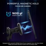 Amkette iGrip Car Wireless Charger with Ultra Stable Air Vent, Hook & Clamp Design, 15W MagSafe Compatible, Magnetic Mobile Holder for Car | MagSafe Ring for Wireless Charging Smartphones - Image 3