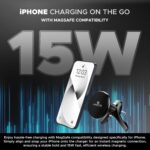 Amkette iGrip Car Wireless Charger with Ultra Stable Air Vent, Hook & Clamp Design, 15W MagSafe Compatible, Magnetic Mobile Holder for Car | MagSafe Ring for Wireless Charging Smartphones - Image 4