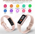 C60 Activity Tracker, Health Tracker with Heart Rate Monitor, Sleep Tracker (Black Strap, Size : Medium) (Pink) - Image 4