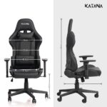 KATANA KT-03 | Multi-Functional Ergonomic Gaming & Office Chair | 3D Adjustable Armrests | Premium PU Leather Upholstery | Adjustable Neck & Lumbar Support Pillow (Full Black) - Image 4