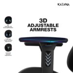 KATANA KT-03 | Multi-Functional Ergonomic Gaming & Office Chair | 3D Adjustable Armrests | Premium PU Leather Upholstery | Adjustable Neck & Lumbar Support Pillow (Full Black) - Image 7