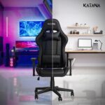KATANA KT-03 | Multi-Functional Ergonomic Gaming & Office Chair | 3D Adjustable Armrests | Premium PU Leather Upholstery | Adjustable Neck & Lumbar Support Pillow (Full Black) - Image 8