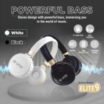 Unix Elite 9 Wireless Bluetooth Headphones with 40mm Drivers | 12-Hour Playback | Soft Earpads, TF Card Support, Foldable Design | Over-Ear Headphones for Music | Travel, Gym, Game & Calls - Black - Image 8