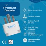Ceptics USA to India Converter Plug, World (USA, UK, China & More) UK to India Adapter Plug - Type D Adapter - Canada to India Converter Plug - CE - RoHS - White - 3 Pack - Image 4
