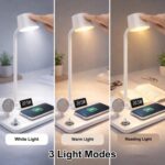 4 in 1 Desk Lamps for Home Office, Wireless Charger Small Desk Lamp with Bluetooth Speaker(White) - Image 3