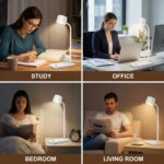 4 in 1 Desk Lamps for Home Office, Wireless Charger Small Desk Lamp with Bluetooth Speaker(White) - Image 4