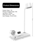 4 in 1 Desk Lamps for Home Office, Wireless Charger Small Desk Lamp with Bluetooth Speaker(White) - Image 6