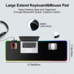 RGB Gaming Mouse Pad Extended Large LED Mouse Pad Anti-Slip Base Computer Keyboard Mouse Mat for Gaming Computer/Laptops/Office Desk (31.5 x 11.8 x 0.15 in, Black) - Image 4