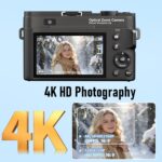 Dpofirs 4K Digital Camera, 75MP 12X Optical Zoom Vlogging Camera with WiFi Auto Focus and 3 Inch Screen, Support 256GB SD Card for Travel Photography Vlog - Image 3