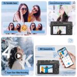 Dpofirs 4K Digital Camera, 75MP 12X Optical Zoom Vlogging Camera with WiFi Auto Focus and 3 Inch Screen, Support 256GB SD Card for Travel Photography Vlog - Image 4