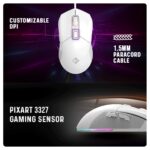 Cosmic Byte Firestorm RGB Wired Gaming Mouse, 67 Grams, 12400DPI, 1000Hz Polling, Pixart 3327 Sensor, 10M Switches, Paracord Cable, Software Support Upgraded PTFE Feet (White) - Image 4