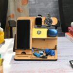 GKD Wooden Desk Organizer & Docking Station 6 in 1 with Mobile Stand | Table Organizer for Office & Home | Gift for Husband, Brother & valentine gift for boyfriend | Birthday Gift (Bamboo) - Image 3