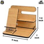 GKD Wooden Desk Organizer & Docking Station 6 in 1 with Mobile Stand | Table Organizer for Office & Home | Gift for Husband, Brother & valentine gift for boyfriend | Birthday Gift (Bamboo) - Image 4