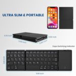 Foldable Bluetooth Keyboard, Tri- Foldable Portable Wireless Keyboard with Touchpad, USB-C Rechargeable for iOS, Android, Windows System Laptop Tablet Smartphone Device - Image 7