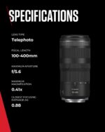 Canon RF 100-400MM F/5.6-8 IS USM0MM F/5.6-8 IS Lens,Black - Image 6