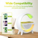 G Speaker Lamp - 3 in 1 Multi-Function Bluetooth Speaker with Wireless Fast Charging, RGB Light and Sunrise Alarm Clock for Bedroom & Bedside Table Wireless Charger Atmosphere Lamp - Image 5