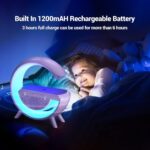 G Speaker Lamp - 3 in 1 Multi-Function Bluetooth Speaker with Wireless Fast Charging, RGB Light and Sunrise Alarm Clock for Bedroom & Bedside Table Wireless Charger Atmosphere Lamp - Image 6