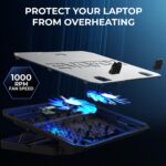 EvoFox Frost Laptop Cooling Pad with 1000 RPM 2X Silent Fans, 5 Adjustable Angles, LED Lights, Durable Metal Mesh Surface, Ergonomic Stand for Laptops up to 15.6 inches (Grey) - Image 4