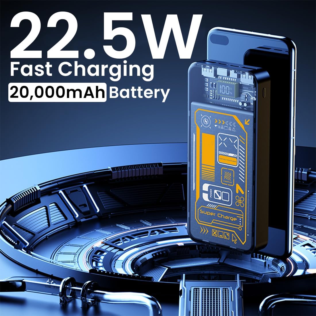 IKALL IKPB50 20000mAh Power Bank | 22.5W Fast Charging | 3 Output Ports (2 Type A Connector & 1 Type C Connector) | Compatible with Smartphone, Tablet, Smartwatch, Trimmer (Black) - Image 3