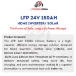 LFP 24V 150Ah Lithium Battery for Home Inverter & Solar | 6000+ Cycles | Fast Charging | Zero Maintenance | 3.84 kWh Energy Storage | BMS Protected - Image 4