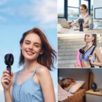 Rechargeable Portable Handheld Fan,3000mAh Battery Operated Mini Fan,5 Speeds and LED Display,Long Lasting Desk Fan for Office,Bedroom,Outdoor Activities and Travel (Blue) - Image 5