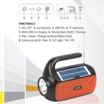 Unix MOJO 10W Bluetooth Speaker | TWS Stereo Pairing | Solar Charging | FM Radio | USB/TF Card Support | Torch Light | Mobile Stand | Handle | Special Made for Villager & Outdoors - (Orange) - Image 4