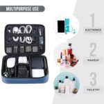 FATMUG Oxford Fabric Compact Electronics Accessories Travel Organizer Bag For Cables, Devices And More (Navy Blue) - Image 7